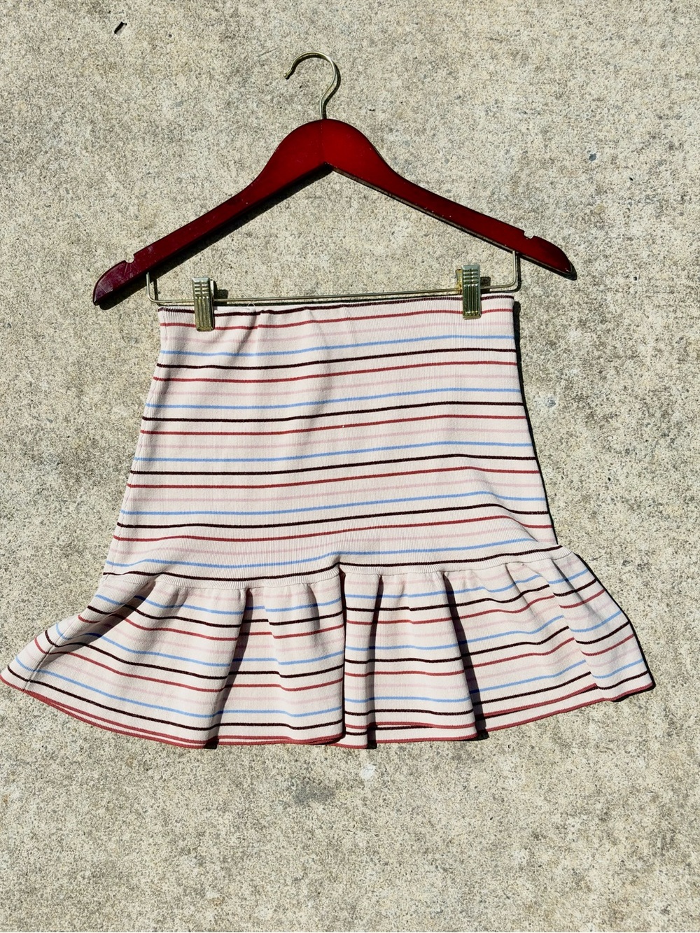 Striped Ruffle Hem Tube/Mini Skirt - Multicolor